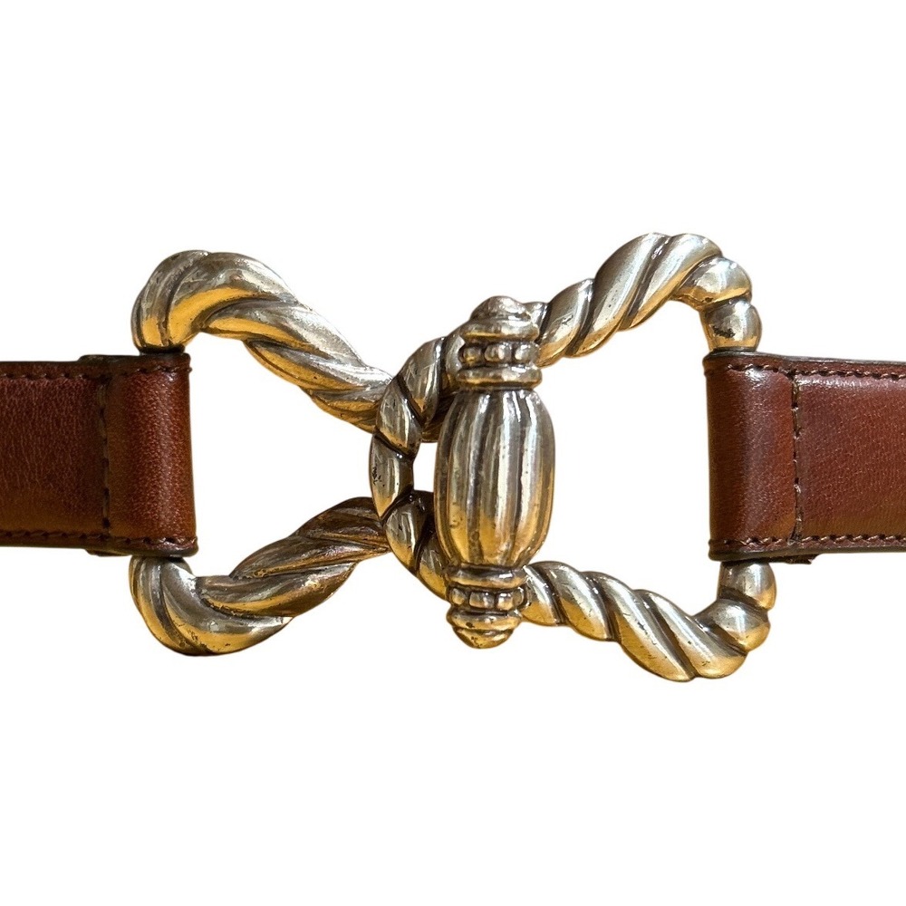 Barse Rochester Brown Italian Leather Silver Coquette Rope Belt Size Large (33")